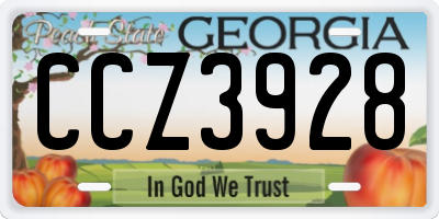 GA license plate CCZ3928