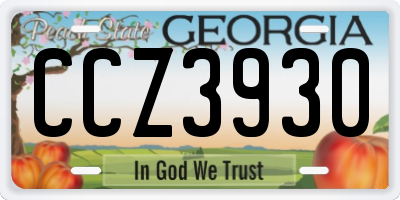GA license plate CCZ3930