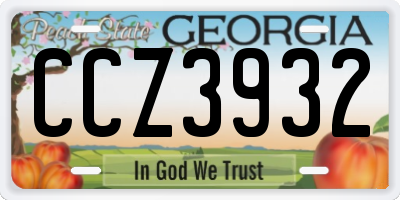 GA license plate CCZ3932