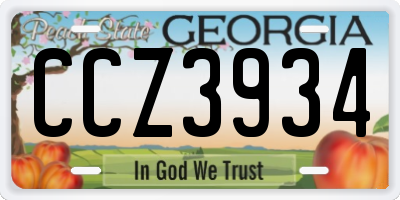 GA license plate CCZ3934