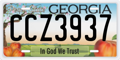 GA license plate CCZ3937