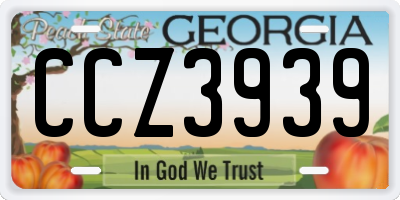 GA license plate CCZ3939