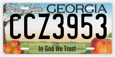 GA license plate CCZ3953