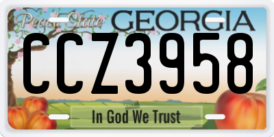 GA license plate CCZ3958