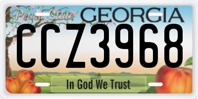 GA license plate CCZ3968