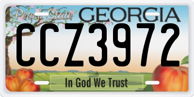 GA license plate CCZ3972