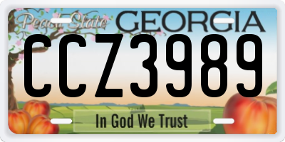 GA license plate CCZ3989
