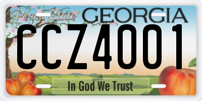 GA license plate CCZ4001