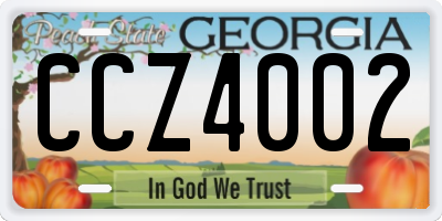 GA license plate CCZ4002