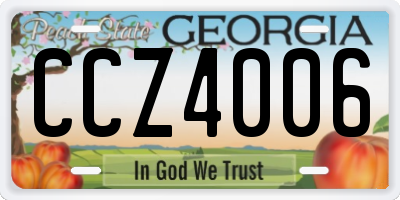 GA license plate CCZ4006