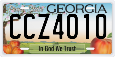 GA license plate CCZ4010