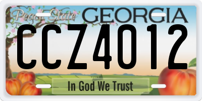GA license plate CCZ4012