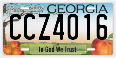 GA license plate CCZ4016