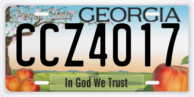 GA license plate CCZ4017