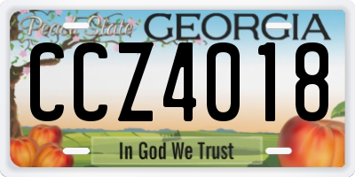 GA license plate CCZ4018