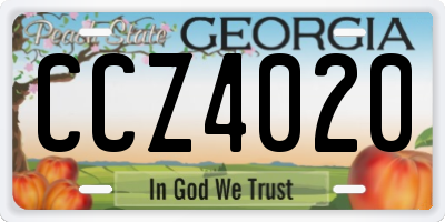 GA license plate CCZ4020