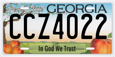 GA license plate CCZ4022