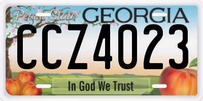 GA license plate CCZ4023