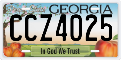 GA license plate CCZ4025
