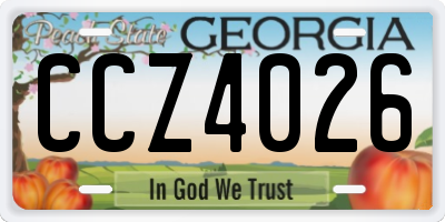 GA license plate CCZ4026