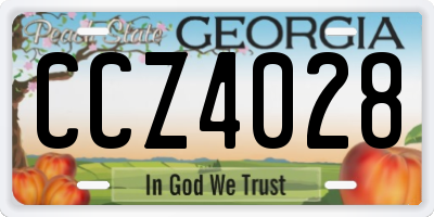 GA license plate CCZ4028