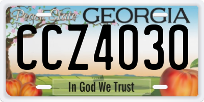 GA license plate CCZ4030