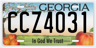 GA license plate CCZ4031