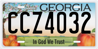 GA license plate CCZ4032