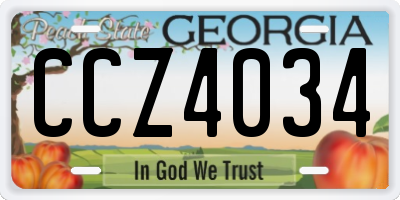 GA license plate CCZ4034