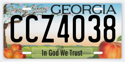 GA license plate CCZ4038
