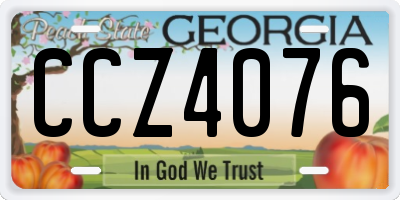GA license plate CCZ4076