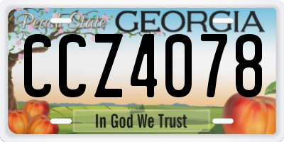 GA license plate CCZ4078