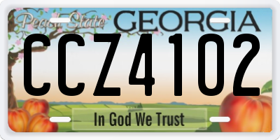 GA license plate CCZ4102