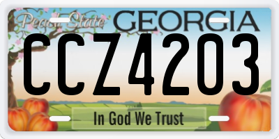 GA license plate CCZ4203