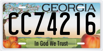 GA license plate CCZ4216
