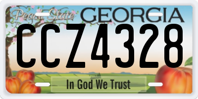 GA license plate CCZ4328