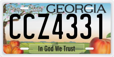 GA license plate CCZ4331