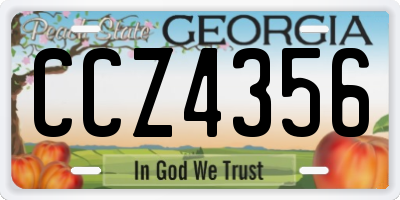 GA license plate CCZ4356
