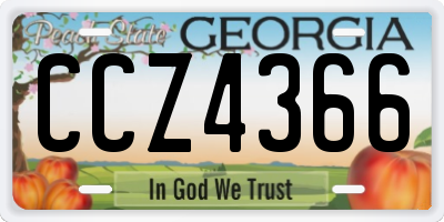 GA license plate CCZ4366