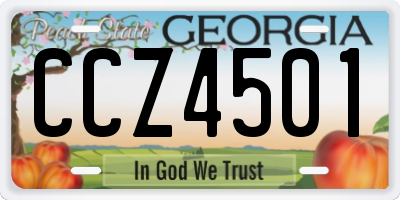 GA license plate CCZ4501