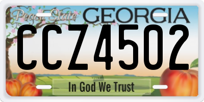 GA license plate CCZ4502