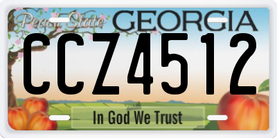 GA license plate CCZ4512
