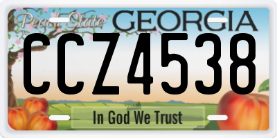 GA license plate CCZ4538