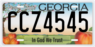 GA license plate CCZ4545