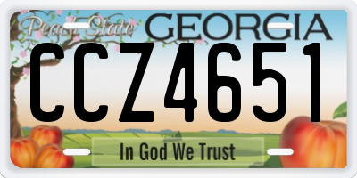 GA license plate CCZ4651
