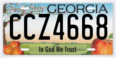 GA license plate CCZ4668