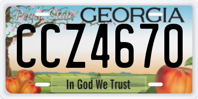 GA license plate CCZ4670