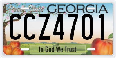 GA license plate CCZ4701