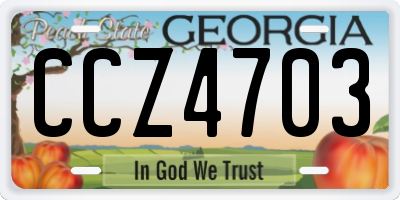 GA license plate CCZ4703