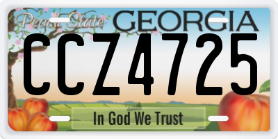 GA license plate CCZ4725